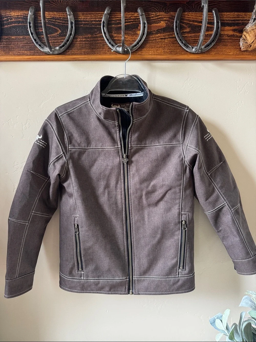 Cowboy Hardware Kids Military-Style Brown Field Jacket with Contrast Stitching